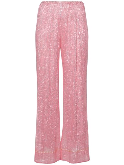 Pantalone pigiama in chiffon di seta e lurex con perline Forte forte | 12396LIGHT ROSE